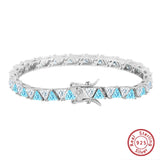 Armband aus 925 Sterling Silber mit blauen und klaren Zirkonia
