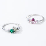 925 Sterlingsilber Ring mit bunten Zirkonia in Tropfenform für Frauen