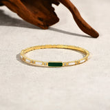 Armband mit malachitgrünem Stein und Zirkonia in 925er Sterlingsilber