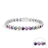 Herzform Farbsteinarmband aus S925 Sterlingsilber mit bunten Zirkonen für Damen