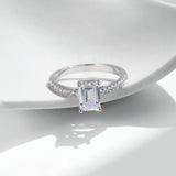 925 Sterling Silber Ring mit Smaragdschliff und Zirkonia für Frauen