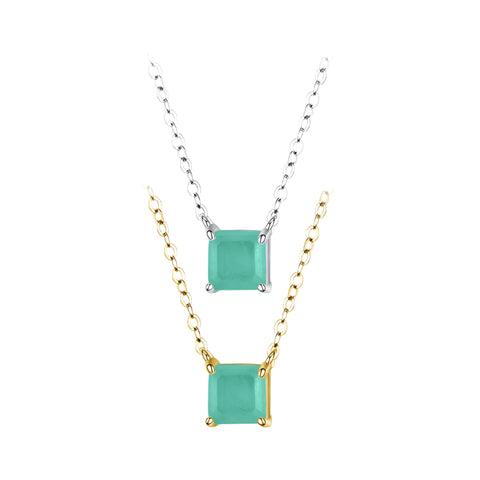 925 Sterling Silber Kette mit grünem Tourmali