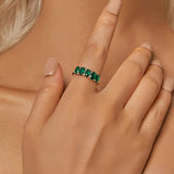 925 Sterling Silber Luxus Ring mit grünen Zirkonen