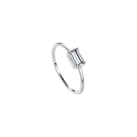 925 Sterling Silber Ring mit rechteckigem CZ Edelstein