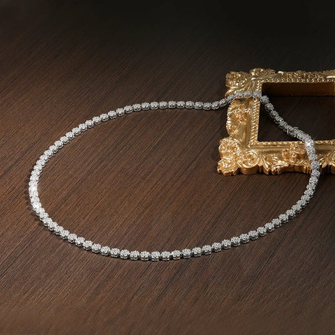 Moissanit Halskette für Damen aus 925 Sterling Silber mit weißem Gold
