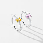 925 Sterling Silber Exquisite Ring mit rechteckigem pink und gelb Zirkonia