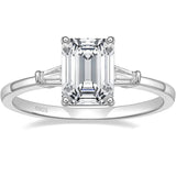 Eleganter 3-steiniger Verlobungsring aus 925 Sterling Silber mit rechteckige