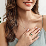 925 Sterling Silber Verlobungsring für Damen mit 3CT smaragdgrünem Emerald