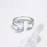 Edler 925 Sterling Silber Ring mit rechteckigem hellblauem Zirkonia