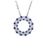 Halo Halskette mit blauen Saphiren aus 925er Sterling Silber