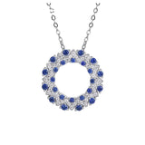 Halo Halskette mit blauen Saphiren aus 925er Sterling Silber