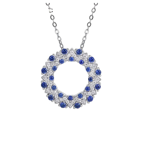 Halo Halskette mit blauen Saphiren aus 925er Sterling Silber