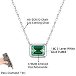 2CT Smaragd Moissanite Anhängerhalskette für Damen 18K Weißgold plattier