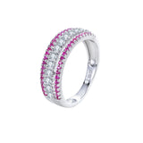 925 Sterling Silber Ring mit Pinken und Weißen Zirkonia