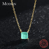 925 Sterling Silber Kette mit grünem Tourmali