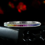 Bunte 925 Sterling Silber Armband mit Prinzess-Schliff Edelsteinen und Zirkonia