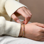 Herzform Farbsteinarmband aus S925 Sterlingsilber mit bunten Zirkonen für Damen