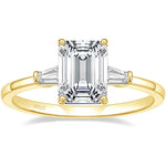 Eleganter 3-steiniger Verlobungsring aus 925 Sterling Silber mit rechteckige