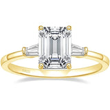 Eleganter 3-steiniger Verlobungsring aus 925 Sterling Silber mit rechteckige