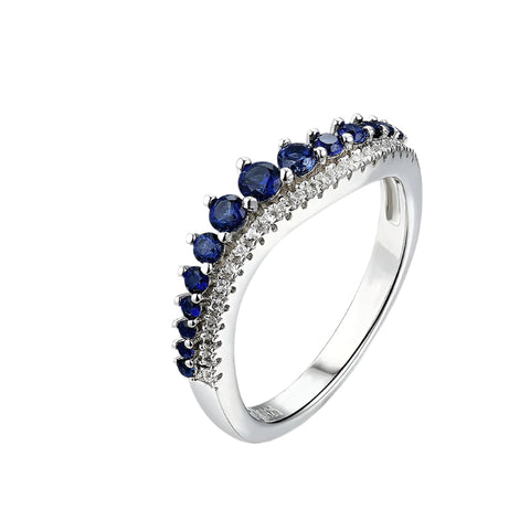 Ring mit blauen Saphiren und Zirkonia aus Sterlingsilber S925