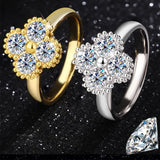 1.2CT Sterling Silber 925 Moissanit Ring mit Kleeblatt-Design