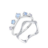 925 Sterling Silber Ring mit blauen und lila Steinen für Frauen