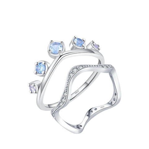 925 Sterling Silber Ring mit blauen und lila Steinen für Frauen