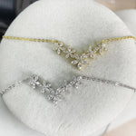 Moissanit Halskette mit zarten Blütenmotiven aus 925 Sterling Silber D-Farbe