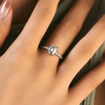 925 Sterling Silber Ring mit Smaragdschliff und Zirkonia für Frauen