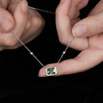 2CT Smaragd Moissanite Anhängerhalskette für Damen 18K Weißgold plattier
