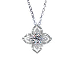 925 Silber Halskette mit 1 Karat Moissanit und floralen