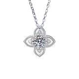 925 Silber Halskette mit 1 Karat Moissanit und floralen