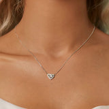 Herz-Halskette mit 0,5CT Moissanit-Diamant 925 Sterling Silber