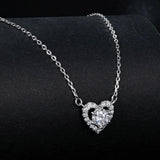 Herz-Halskette mit 0,5CT Moissanit-Diamant 925 Sterling Silber