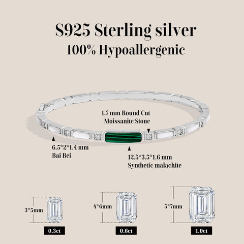 Armband mit malachitgrünem Stein und Zirkonia in 925er Sterlingsilber