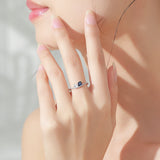925 Sterling Silber Ring mit funkelndem blauen und weißen Stein für Frauen