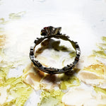 Ring mit roseroter Rose aus echtem 925er Sterling Silbe