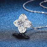 925 Silber Halskette mit 1 Karat Moissanit und floralen