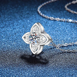 925 Silber Halskette mit 1 Karat Moissanit und floralen