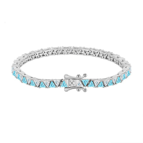 Armband aus 925 Sterling Silber mit blauen und klaren Zirkonia