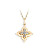 Zarter Anhänger mit Blumenemblem aus rundem Moissanit in S925 Sterling Silber
