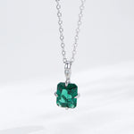 Halskette mit rechteckigem grünen Zirkon aus 925 Sterlingsilber für Frauen