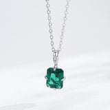 Halskette mit rechteckigem grünen Zirkon aus 925 Sterlingsilber für Frauen