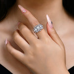 3-Reihen Ring mit funkelndem Zirkonia in Silber