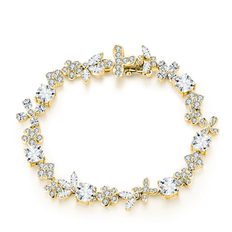 Armband aus 925 Sterling Silber mit Moissanit-Blüten & -Schmetterlingen