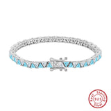 Armband aus 925 Sterling Silber mit blauen und klaren Zirkonia