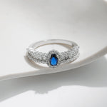 925 Sterlingsilber Funkelnder Royalblauer Ovaler CZ Luxusring mit klassischem