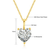 Herzförmige 14K Gold Halskette mit Moissanit-Anhänger