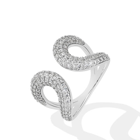Ring Moissanite Full Hollow Design DVVS1 in 925 Sterling Silbe