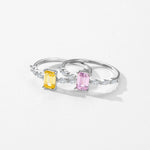 925 Sterling Silber Exquisite Ring mit rechteckigem pink und gelb Zirkonia